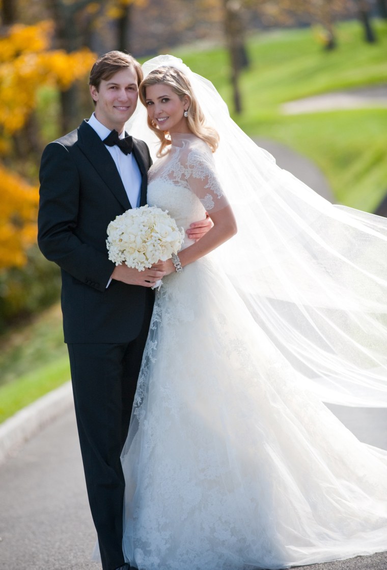 BEDMINSTER, NJ - OCTOBER, 25:  Ivanka Trump and Jared Kushner attend their wedding at Trump National Golf Club on October 25, 2009 in Bedminster, New Jersey. (Photo Brian Marcus/Fred Marcus Photography via Getty Images)